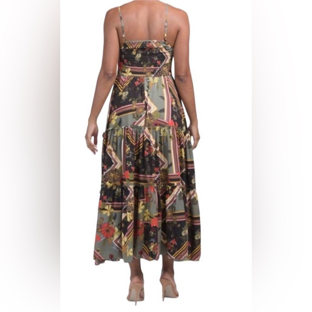 Abel the label By Anthropologie Scarf Maxi Dress In Green Size Small Smocked - Picture 3 of 11